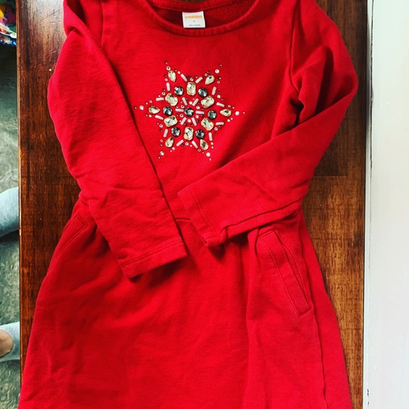 Comfy Red Jewel 💎 Snowflake ❄️ sweater shirt dress for girls - Size 6 ♥️